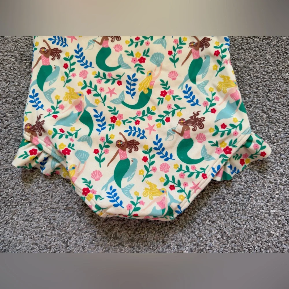 Mini Boden Halterneck Mermaid Swimsuit Ruffle Trim Size 2-3 Years Beach